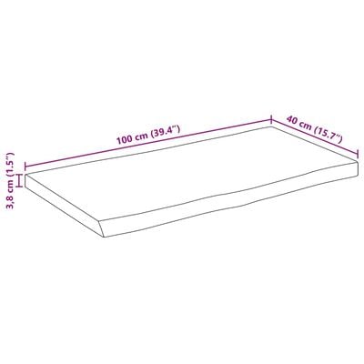 vidaXL Dessus de table 100x40x3,8 cm bord vivant bois massif manguier