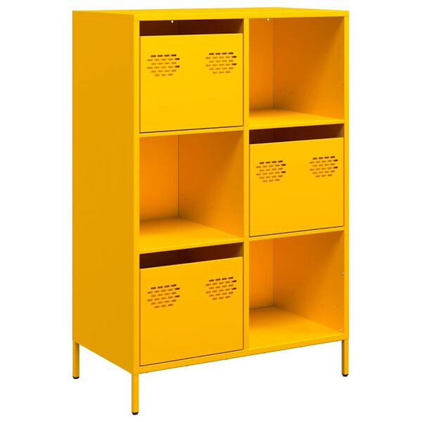 vidaXL Buffet haut jaune moutarde 68x39x103,5 cm acier