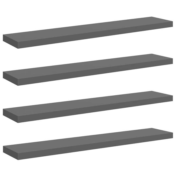 vidaXL &Eacute;tag&egrave;res murales flottantes 4 pcs gris brillant 120x23,5x3,8 cm
