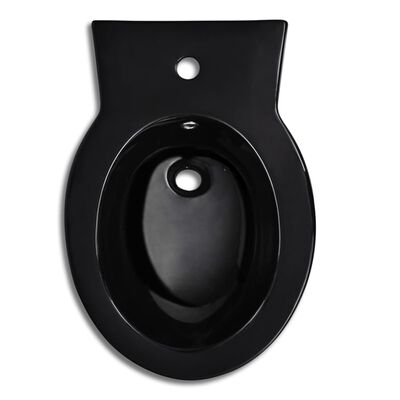 vidaXL Ensemble de toilette et bidet sur pied Noir Céramique