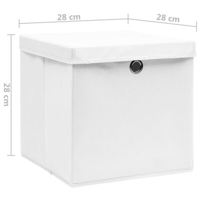 vidaXL Boîtes de rangement avec couvercles 4 pcs 28x28x28 cm Blanc
