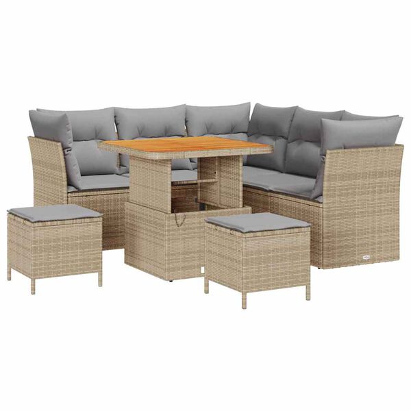 vidaXL Ensemble de canap&eacute; de jardin 8 pcs beige et gris clair
