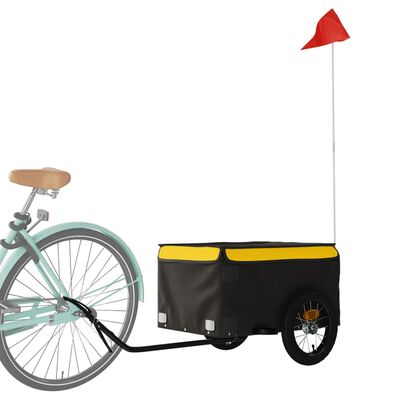 vidaXL Remorque de vélo noir et jaune 30 kg fer