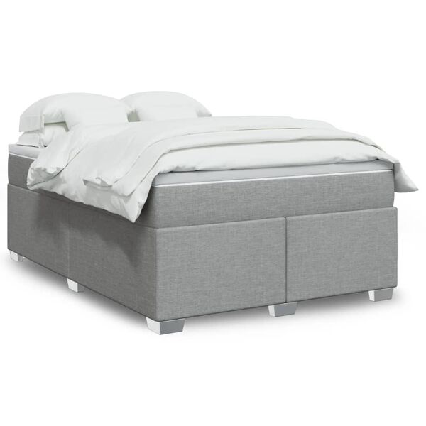vidaXL Sommier &agrave; lattes de lit avec matelas Gris clair 140x200cm Tissu
