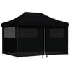 vidaXL Tente de r&eacute;ception pliable escamotable 4 parois lat&eacute;rales noir