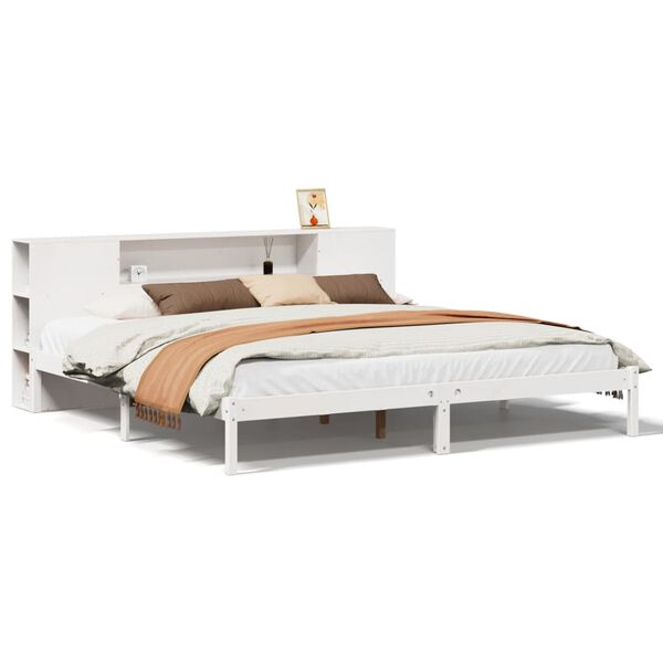 vidaXL Lit biblioth&egrave;que sans matelas blanc 180x200 cm bois pin massif