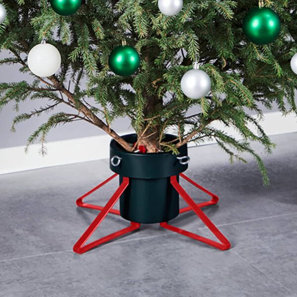 vidaXL Support de sapin de Noël Vert et rouge 46x46x19 cm