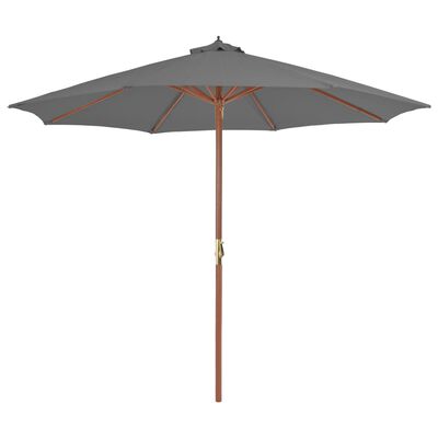 vidaXL Parasol d'extérieur avec mât en bois 300 cm Anthracite