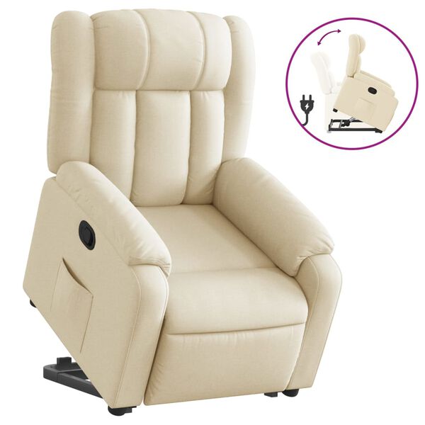 vidaXL Fauteuil inclinable Cr&egrave;me Tissu
