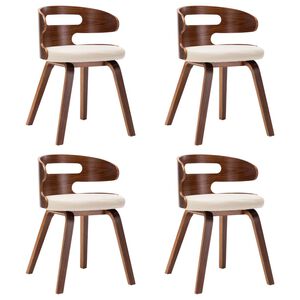 vidaXL Chaises &agrave; manger lot de 4 cr&egrave;me bois courb&eacute; et similicuir