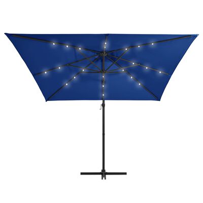 vidaXL Parasol de jardin en porte-à-faux lumières LED et mât en acier