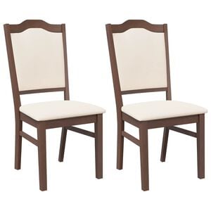 vidaXL Chaises de salle &agrave; manger avec coussins (2 pcs) bois massif marron caoutchouc