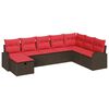 vidaXL Ensemble de Canap&eacute;s avec coussin Marron et rouge polyrotin