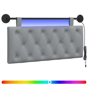 vidaXL T&ecirc;te de lit suspendue Avec lumi&egrave;re LED Gris clair Tissu