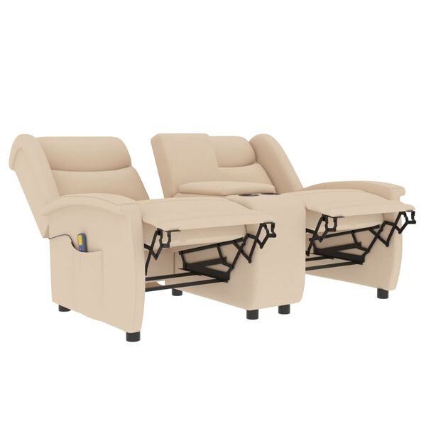 vidaXL Fauteuil de massage inclinable et porte-gobelet 2 places cr&egrave;me