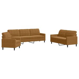 vidaXL Ensemble de canap&eacute;s 3 pcs avec coussins Marron Velours