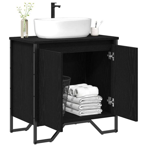 vidaXL Meuble de Lavabo de Salle de Bain Chêne noir 60 x 35 x 60 cm