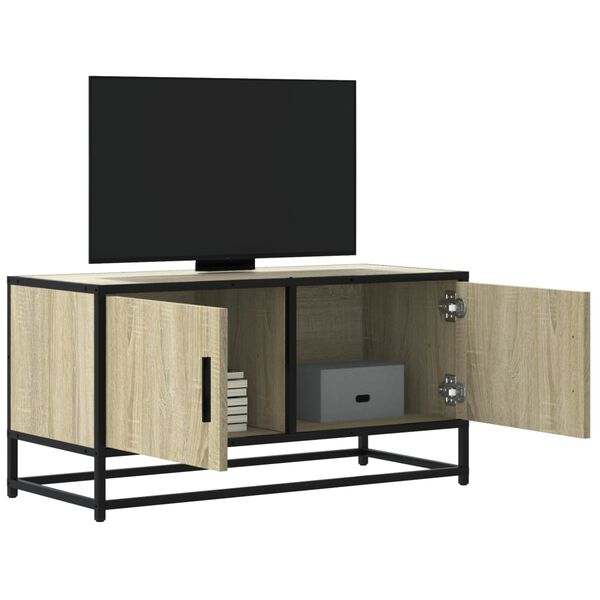 vidaXL Meuble TV ch&ecirc;ne sonoma 80x34,5x40 cm bois d'ing&eacute;nierie et m&eacute;tal