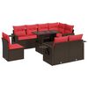vidaXL Salon de jardin avec coussins 9pcs marron r&eacute;sine tress&eacute;e acacia