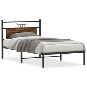 vidaXL Cadre de lit sans matelas ch&ecirc;ne fum&eacute; 100x190 cm bois ing&eacute;nierie