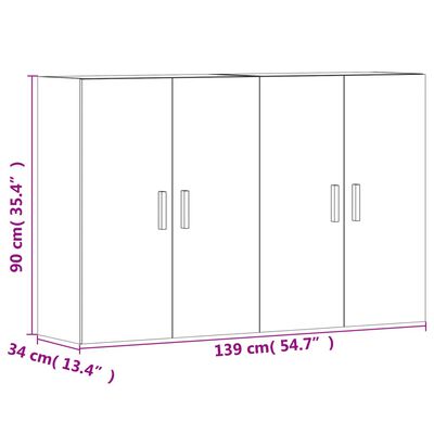 vidaXL Armoires murales 2 pcs chêne marron bois d'ingénierie