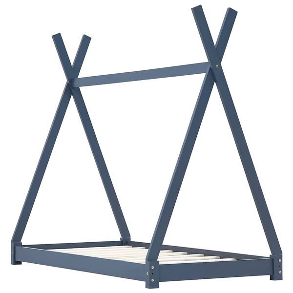 vidaXL Cadre de lit d'enfant Gris Bois de pin massif 90 x 200 cm