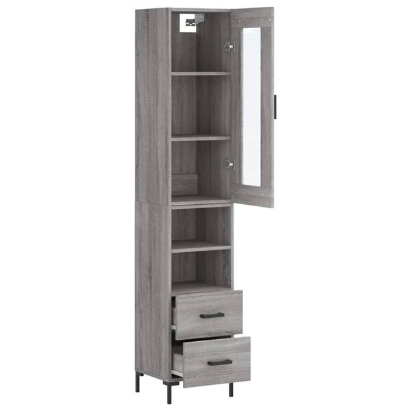 vidaXL Buffet haut Sonoma gris 34,5x34x180 cm Bois d'ing&eacute;nierie