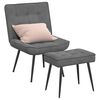 vidaXL Chaise de relaxation avec tabouret Gris fonc&eacute; Velours