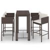 vidaXL Ensemble bar de jardin 5 pcs et coussins R&eacute;sine tress&eacute;e Marron