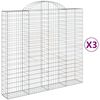 vidaXL Paniers &agrave; gabions arqu&eacute;s 3 pcs 200x50x180/200 cm Fer galvanis&eacute;