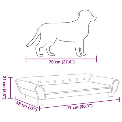 vidaXL Lit pour chien gris foncé 100x50x21 cm velours