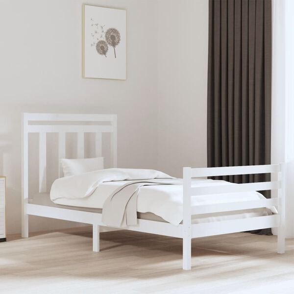 vidaXL Cadre de lit sans matelas blanc 100x200 cm bois massif