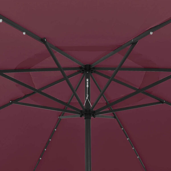 vidaXL Parasol de jardin avec lumi&egrave;res LED m&acirc;t en m&eacute;tal rouge bordeaux