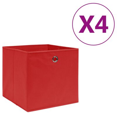 vidaXL Boîtes de rangement 4 pcs Tissu intissé 28x28x28 cm Rouge
