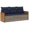 vidaXL Ensemble de canap&eacute; de jardin 3 pcs avec coussins gris r&eacute;sine tress&eacute;e