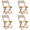 vidaXL Chaises pliantes 4 pi&egrave;ces, tissu taupe et bois massif