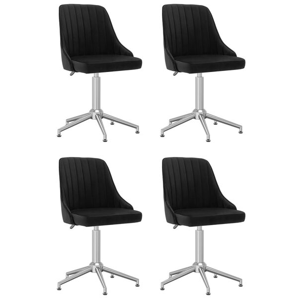 vidaXL Chaises pivotantes &agrave; manger lot de 4 noir velours