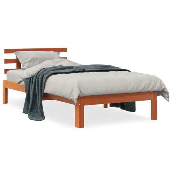 vidaXL Cadre de lit sans matelas cire marron 90x190 cm bois pin massif