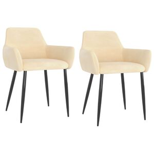 vidaXL Chaises &agrave; manger lot de 2 Cr&egrave;me Velours