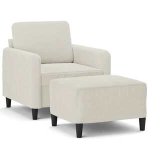 vidaXL Fauteuil avec repose-pied Cr&egrave;me 60 cm Velours
