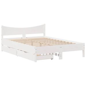 vidaXL Cadre de lit avec tiroirs blanc 140x190 cm bois de pin massif