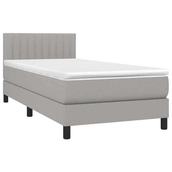 vidaXL Sommier &agrave; lattes de lit et matelas Gris clair 90x190 cm Tissu