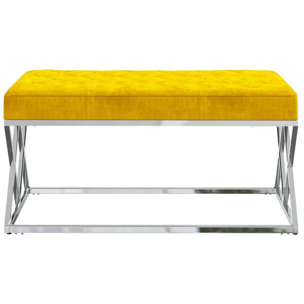 vidaXL Banc Jaune moutarde Velours et acier inoxydable
