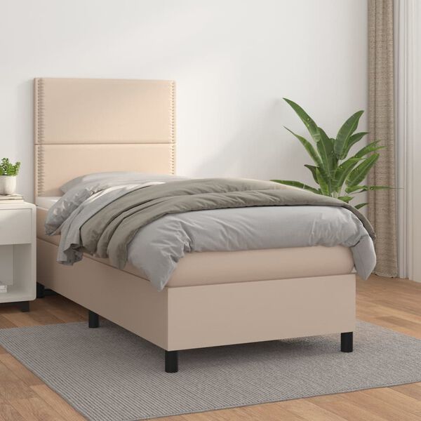vidaXL Sommier &agrave; lattes de lit avec matelas Cappuccino 80x200 cm