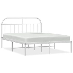 vidaXL Cadre de lit m&eacute;tal sans matelas et t&ecirc;te de lit blanc 140x200 cm
