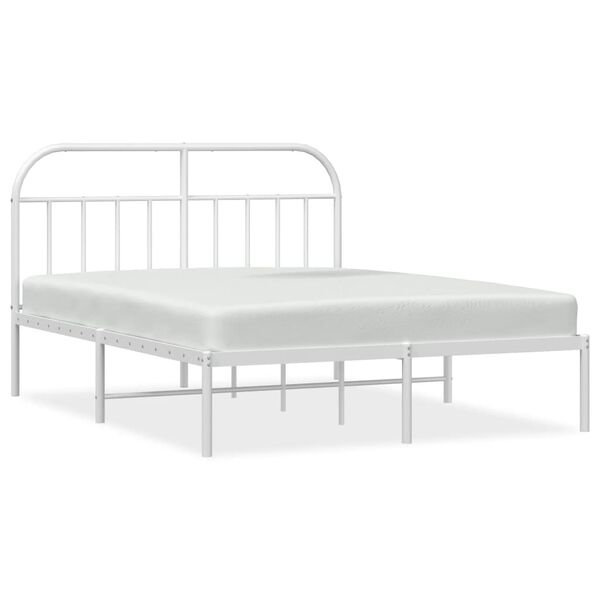 vidaXL Cadre de lit m&eacute;tal sans matelas et t&ecirc;te de lit blanc 140x200 cm