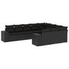 vidaXL Salon de jardin 10 pcs avec coussins noir r&eacute;sine tress&eacute;e