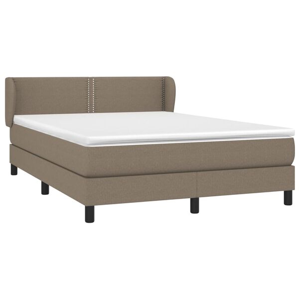 vidaXL Sommier &agrave; lattes de lit avec matelas Taupe 140x190 cm Tissu