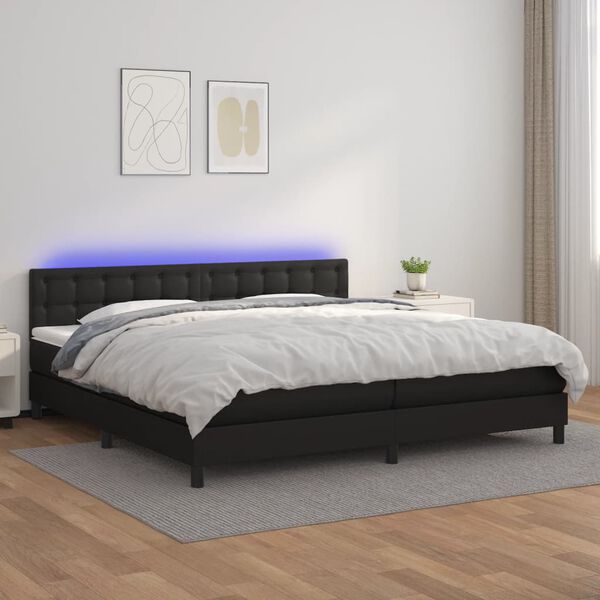vidaXL Sommier &agrave; lattes de lit avec matelas et LED Noir 200x200cm