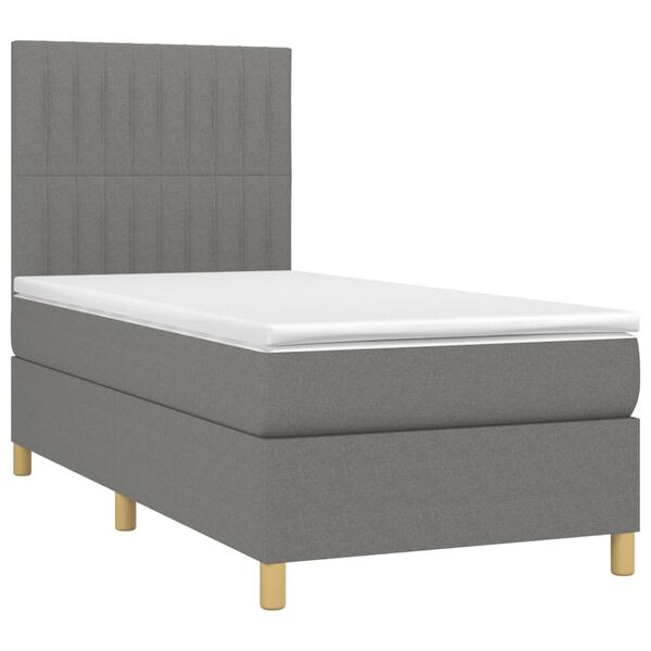 vidaXL Sommier &agrave; lattes de lit et matelas et LED Gris fonc&eacute; 100x200 cm